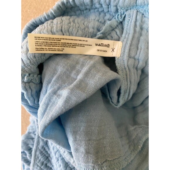 FREE PEOPLE Mini Gauze Pull On Shorts with Pockets, Medium, 100% Cotton, Blue - Picture 10 of 11